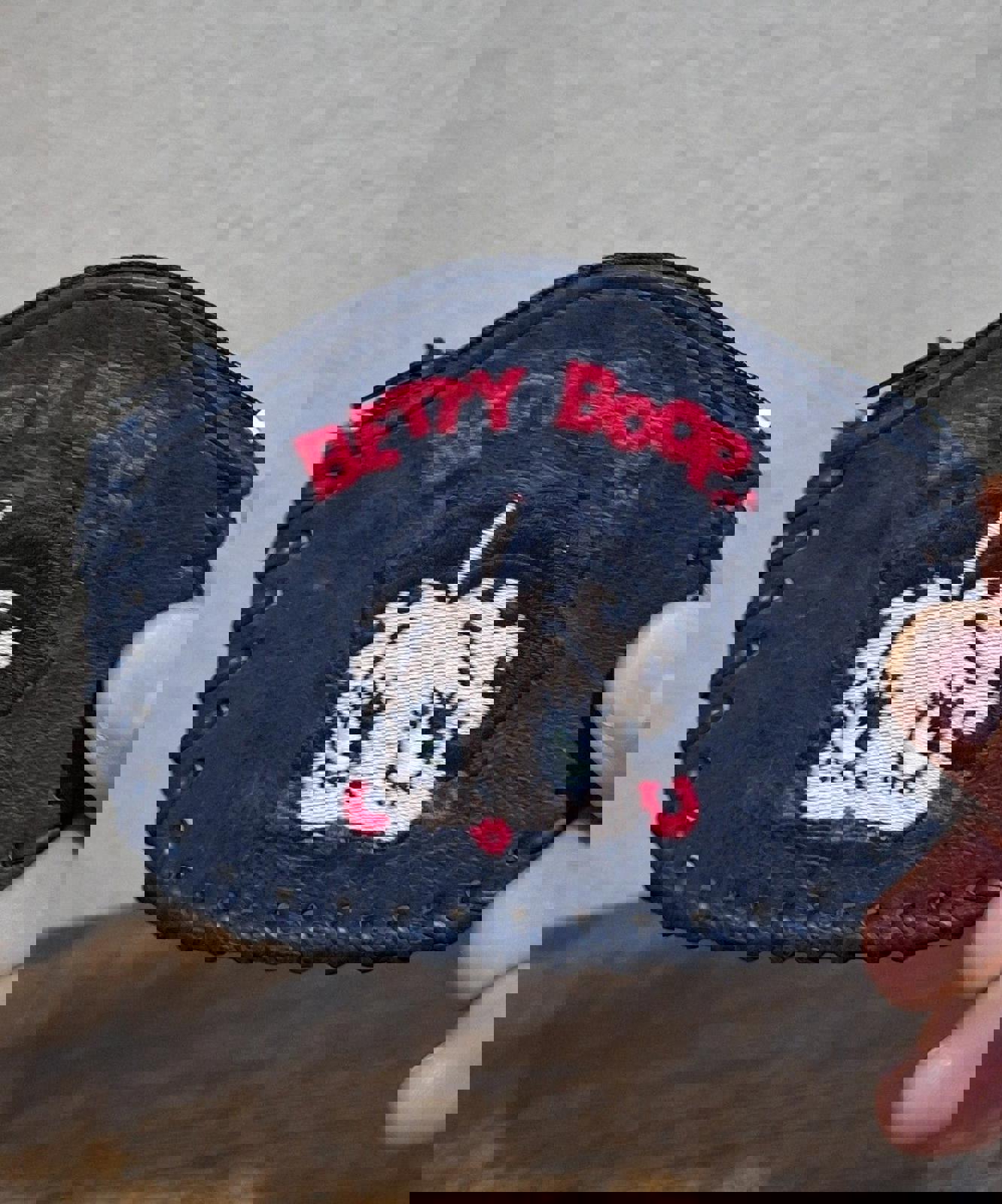 1995 Betty Boop Black Embroidered Genuine Leather Coin Purse