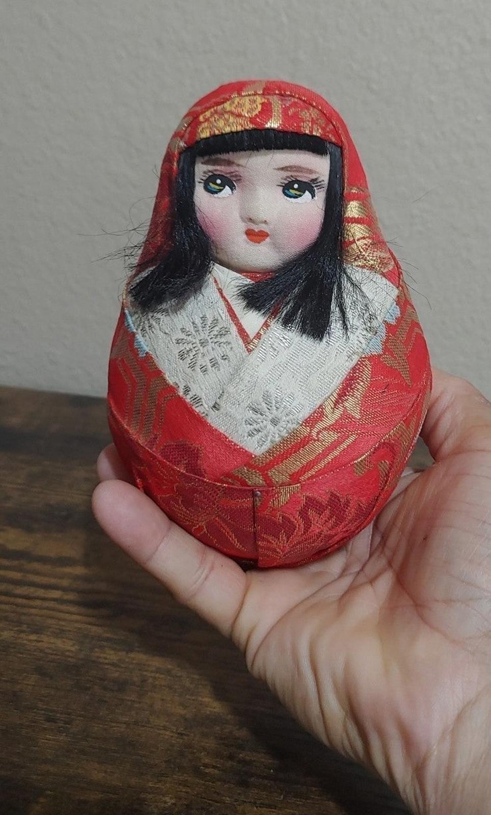 1980's Vintage Japanese Traditional Hime Daruma Doll