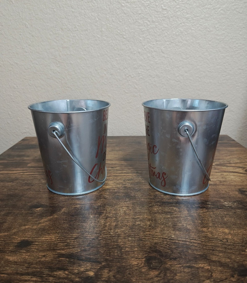 Mini Christmas Galvanized Metal Tin Pail Buckets