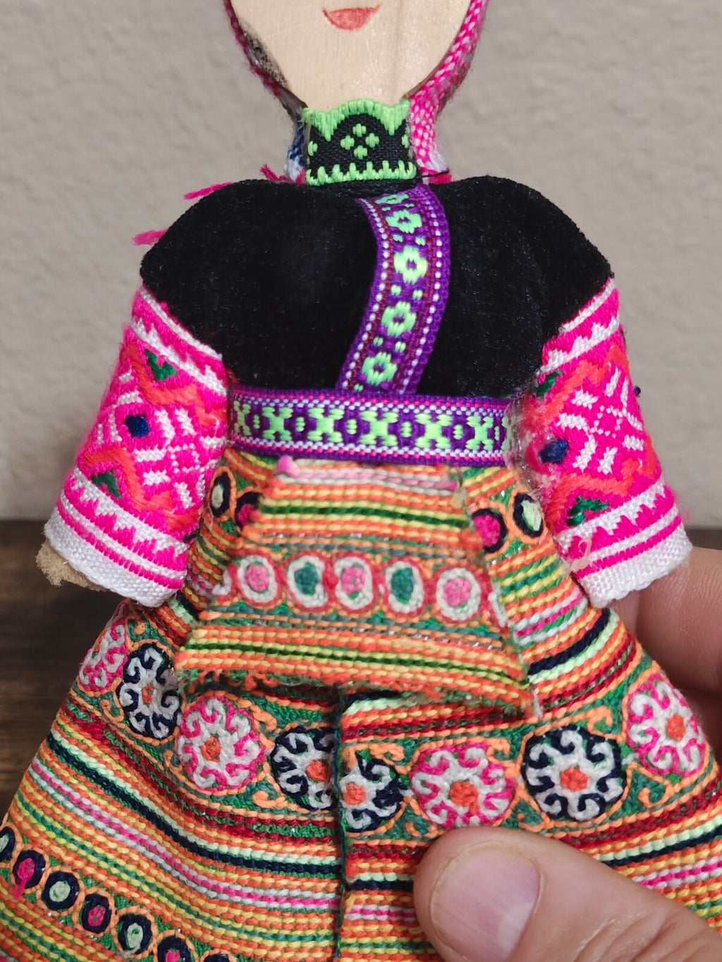 1970s Handmade Hmong Doll Folk Art In Traditional Dress