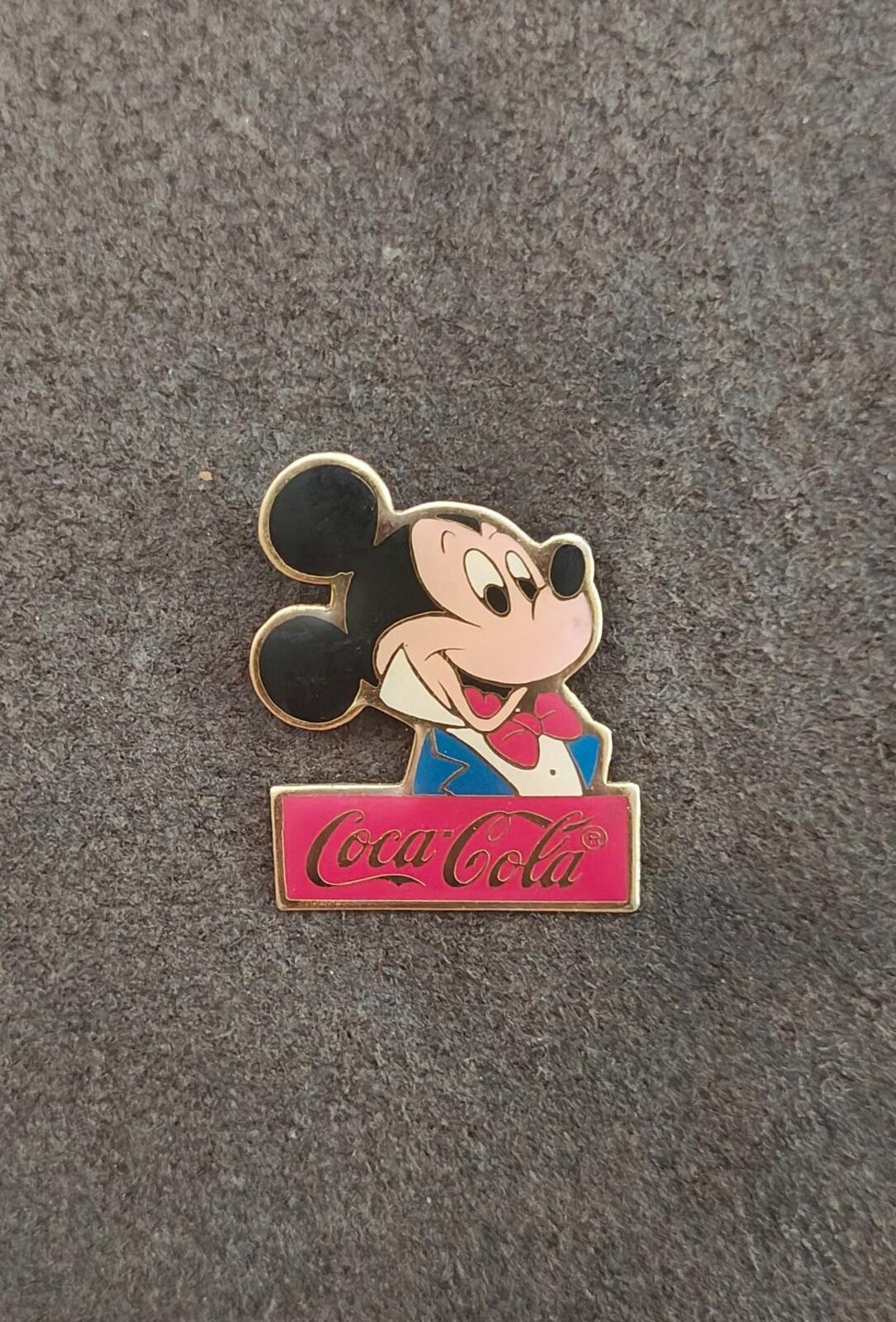 1986 Vintage Coca-Cola Mickey Mouse Limited Edition Gold Tone Enamel Pin