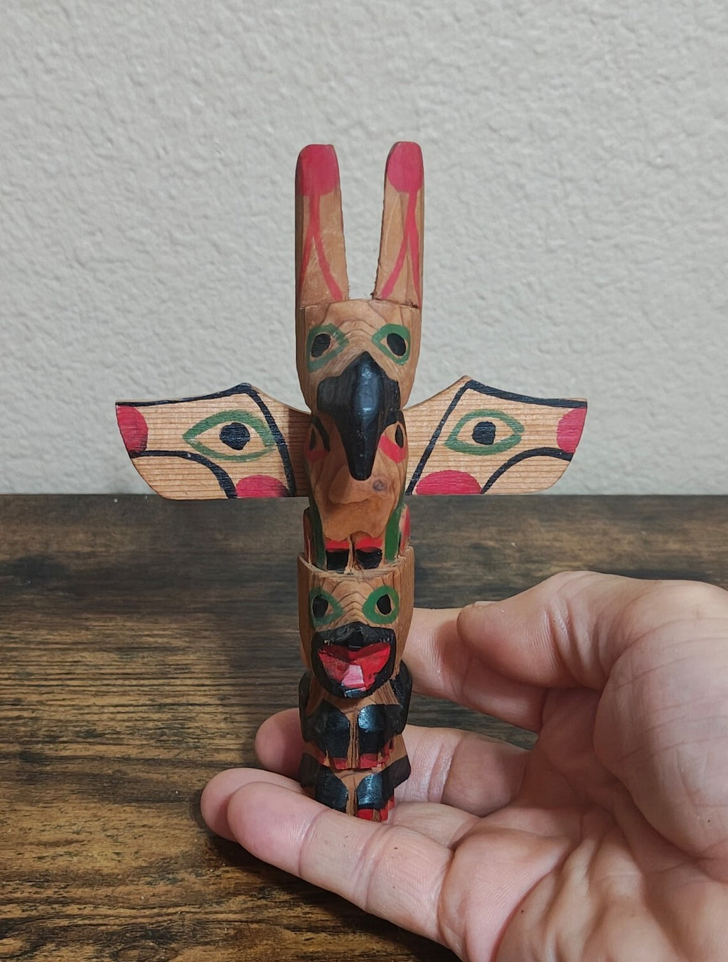 1970s Hand Carved Model Totem Pole