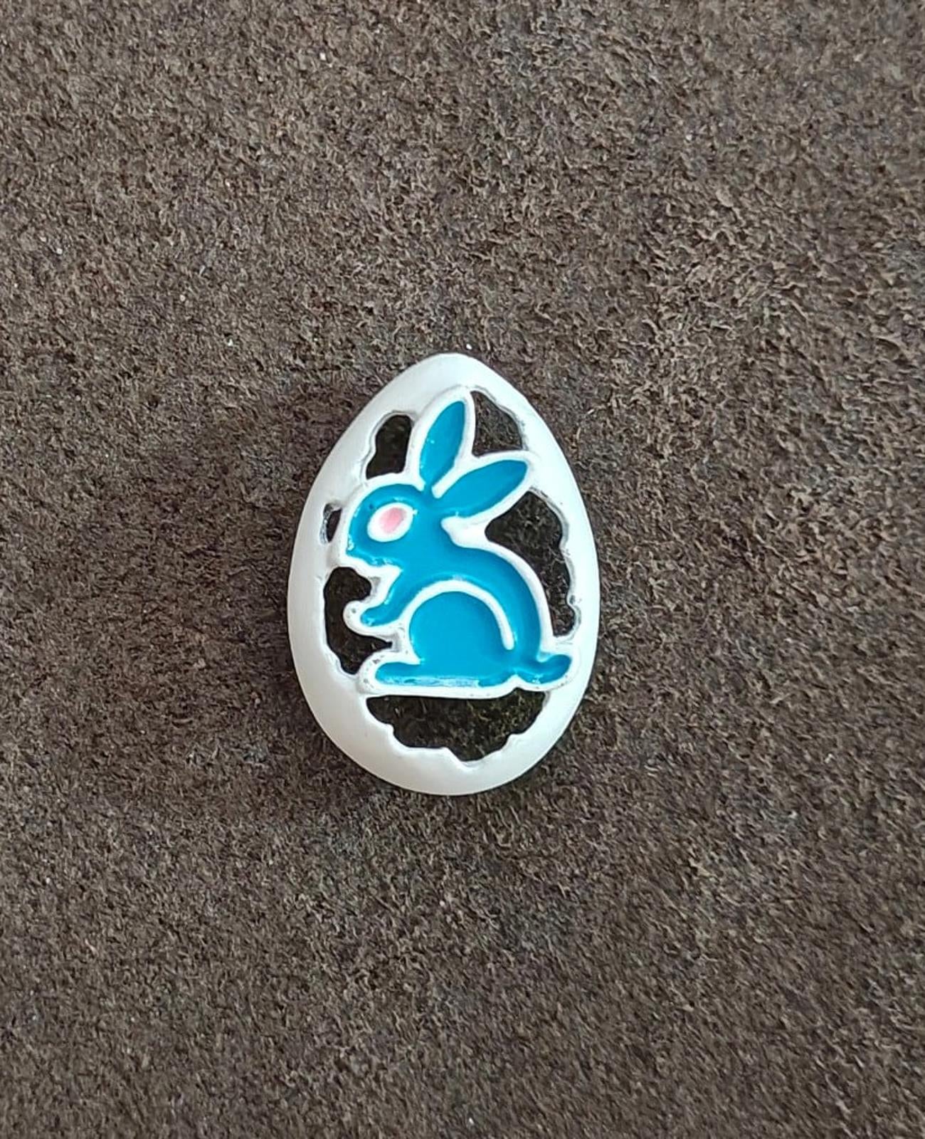 1980's Bunny Rabbit Blue & White Enamel Brooch