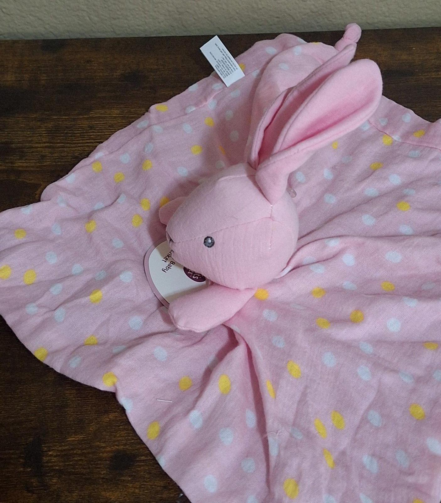 Pink Bunny Security Blanket Lovey Pink Baby Easter Rattle Plush