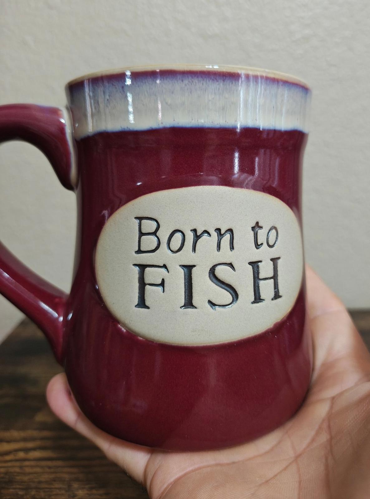 Great Born to Fish Serenity Prayer Porcelain 18 oz Red Mug