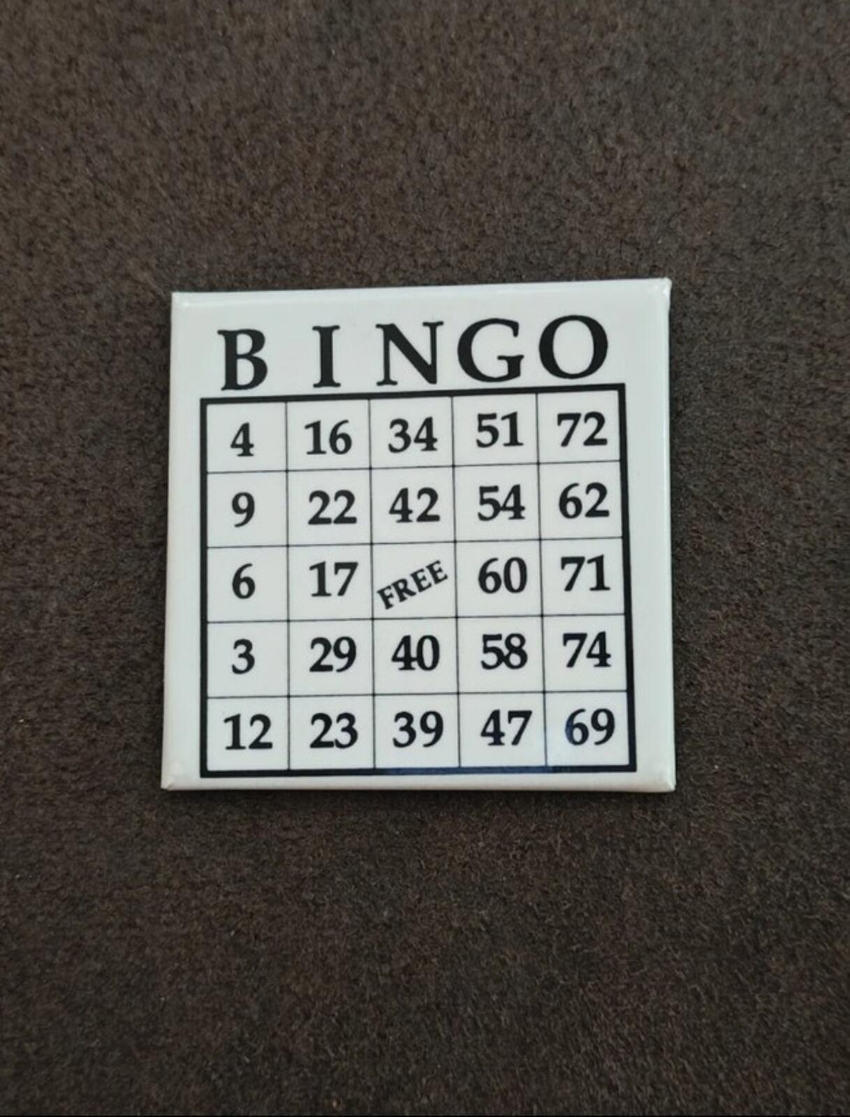 1993 Black & White Bingo Card Metal Magnet/Refrigerator Magnet
