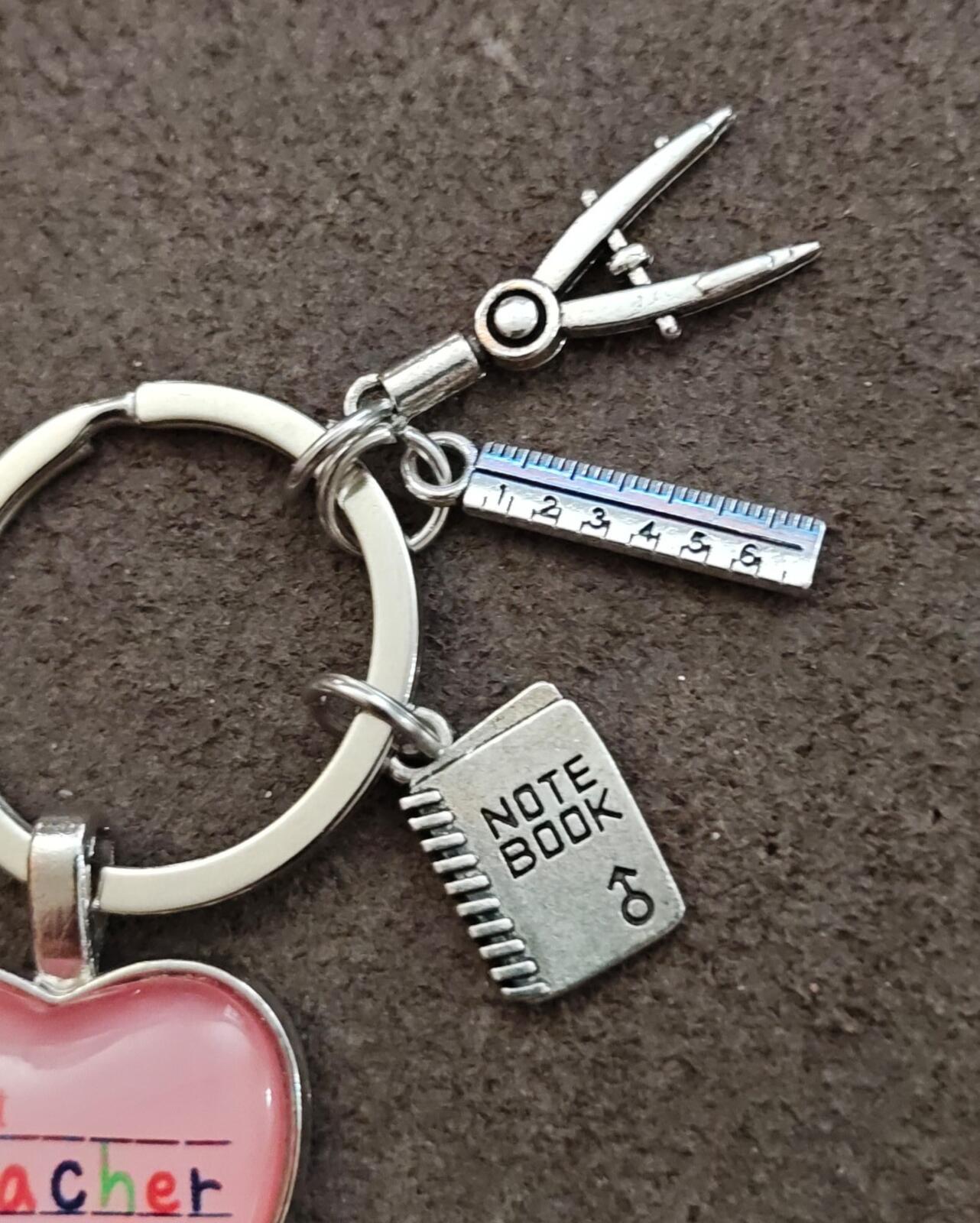 Best Teacher Ever Teacher Appreciation Silver Tone Keychain