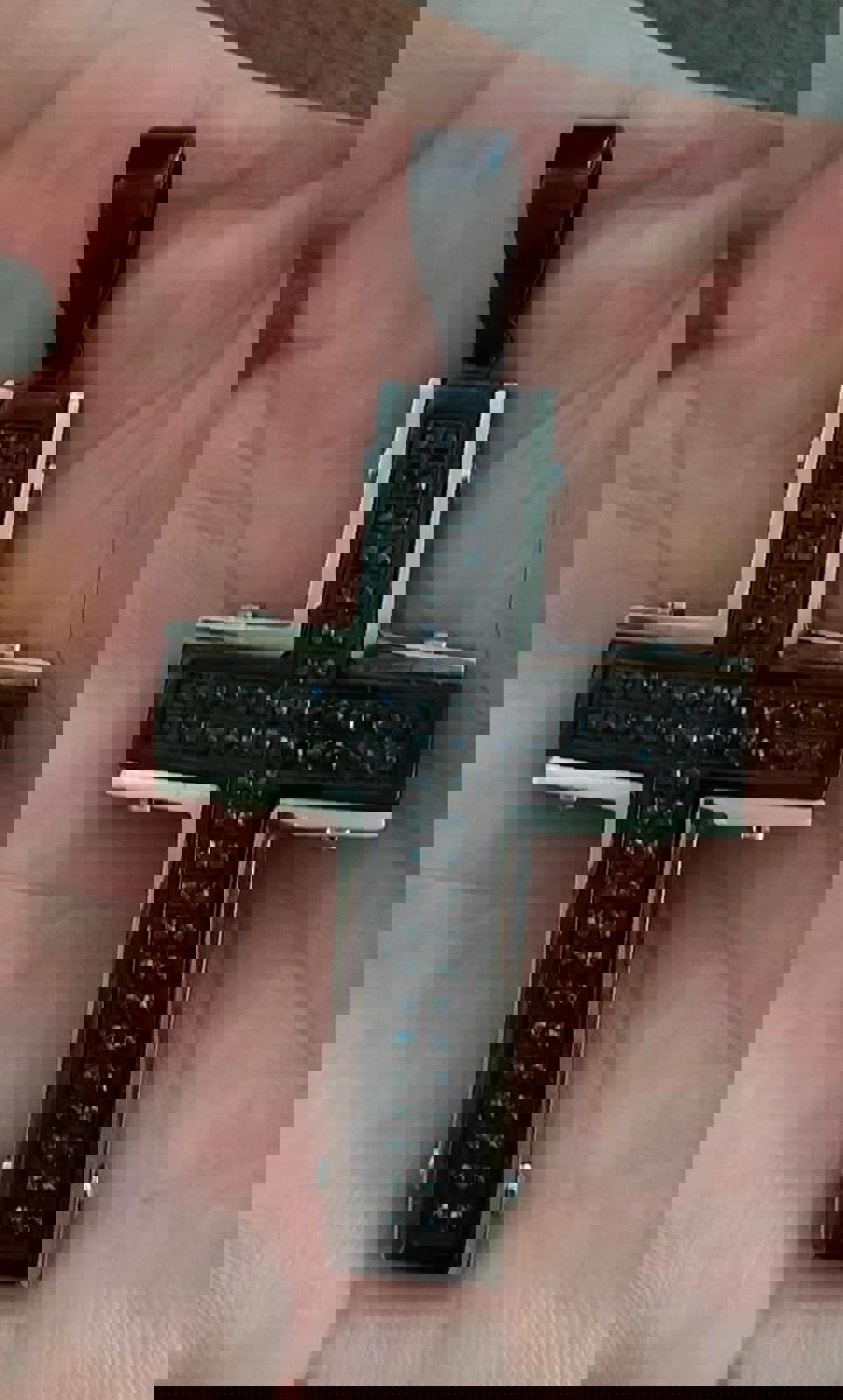 Vintage Gothic Steel Black CZ Cross Pendant