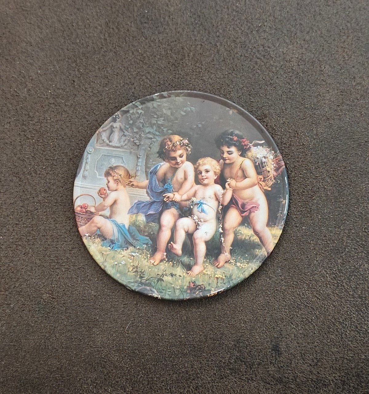Trippie’s Inc 1995 Cherubs at Play Metal Coaster - Hans Zabateri Putti Angel Art