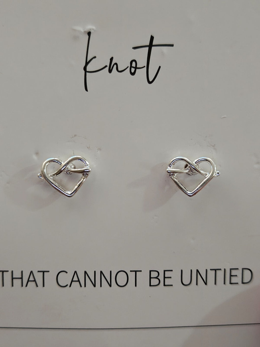 Friendship Knot Heart Stud Earrings New On Card