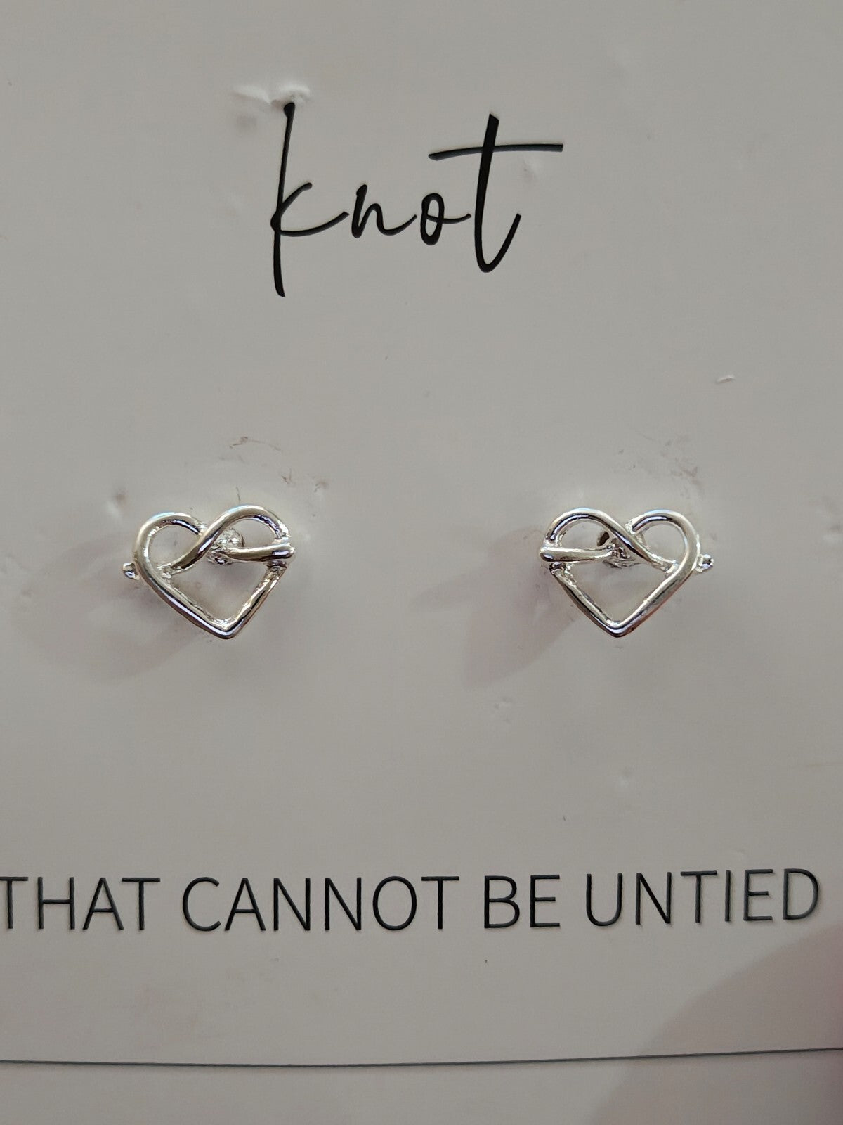 Friendship Knot Heart Stud Earrings New On Card