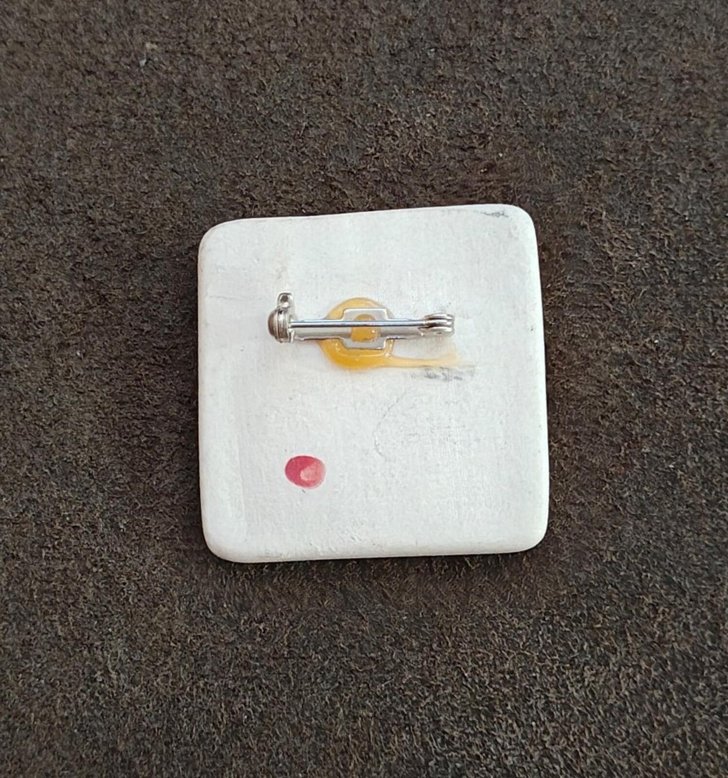 1990s Colorful Glazed Ceramic Flower Brooch