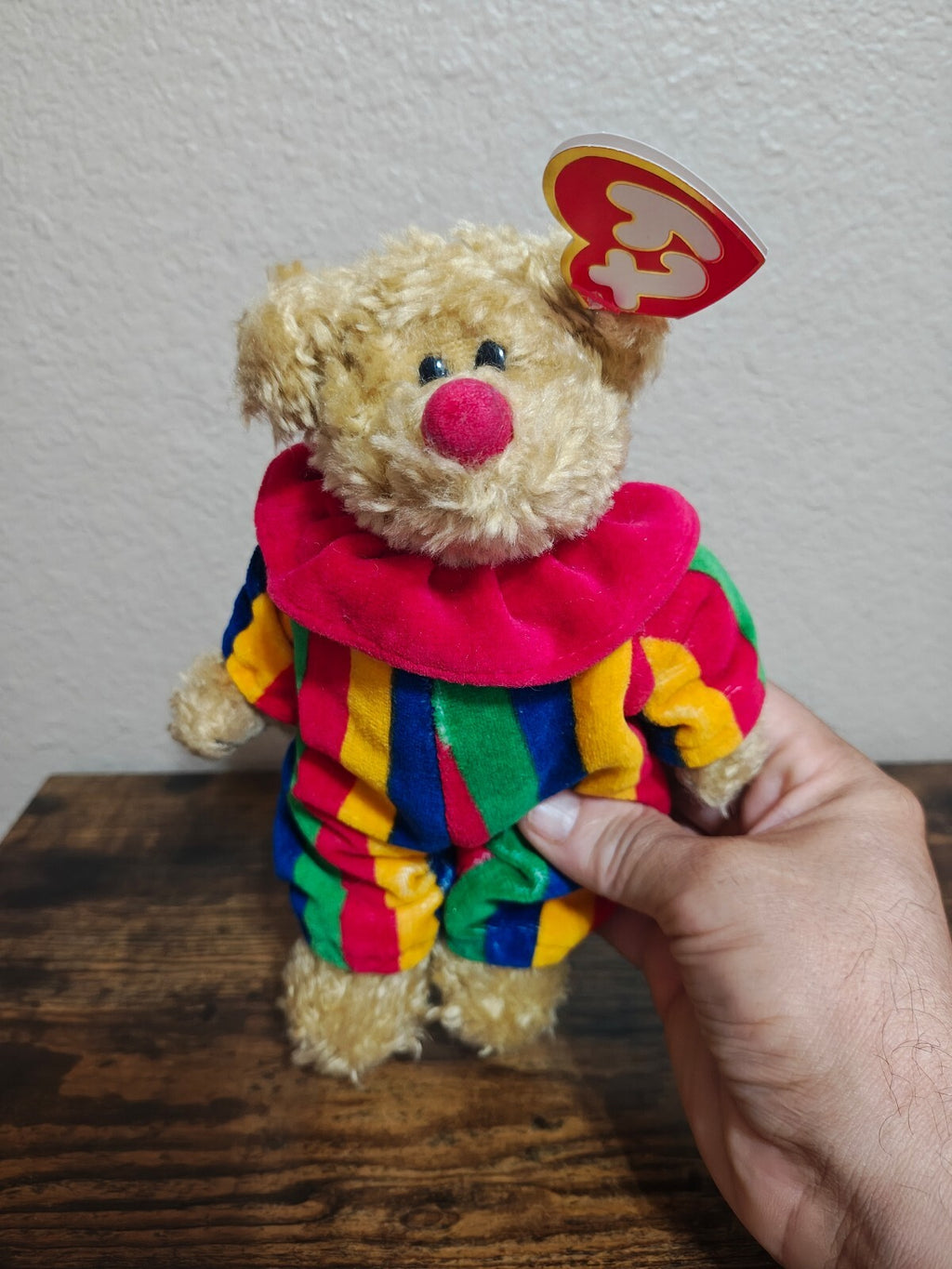 1993 Retired Ty Attic Treasures "Piccadilly" Clown Bear Beanie Plush