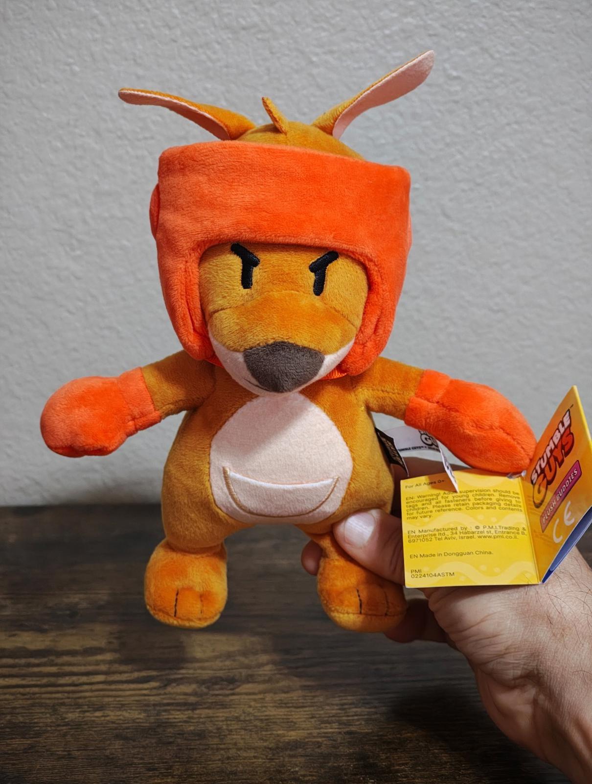 8-inch Stumble Guys boxing roo orange kangaroo plush with white belly and holding tags