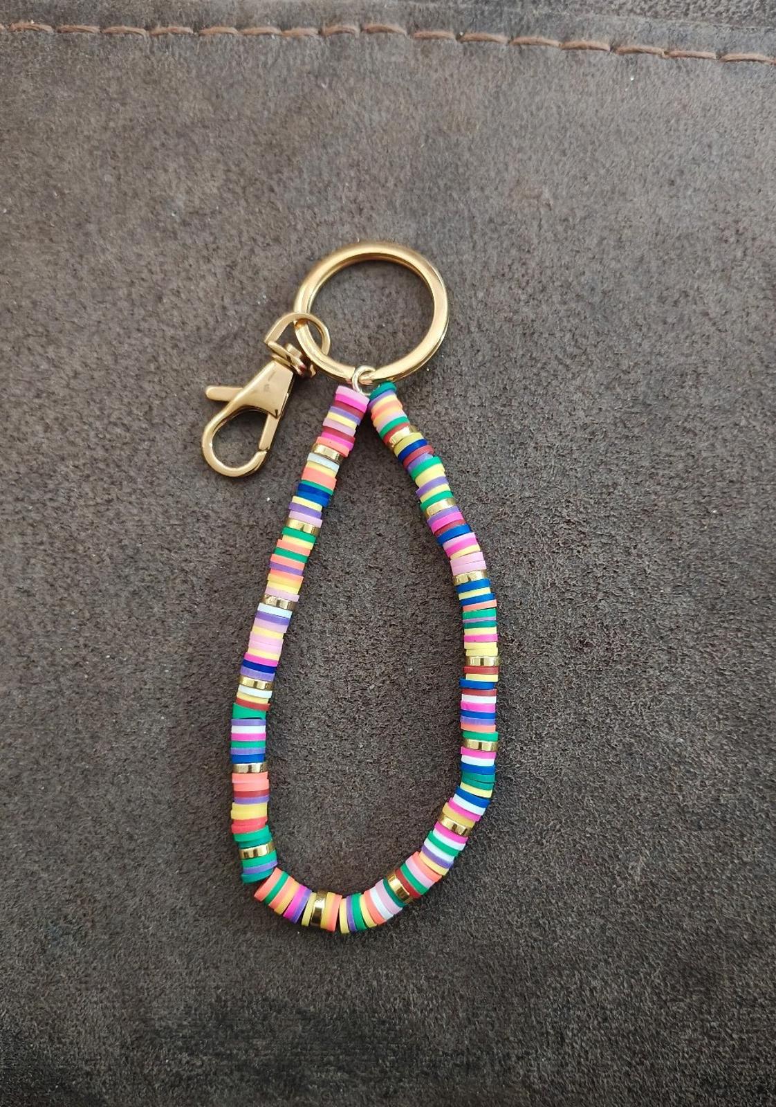 Colorful Handmade Heishi Beaded Bracelet Keychain