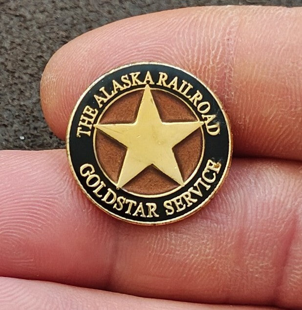 Alaska Railroad Goldstar Service Gold Tone Enamel Pin