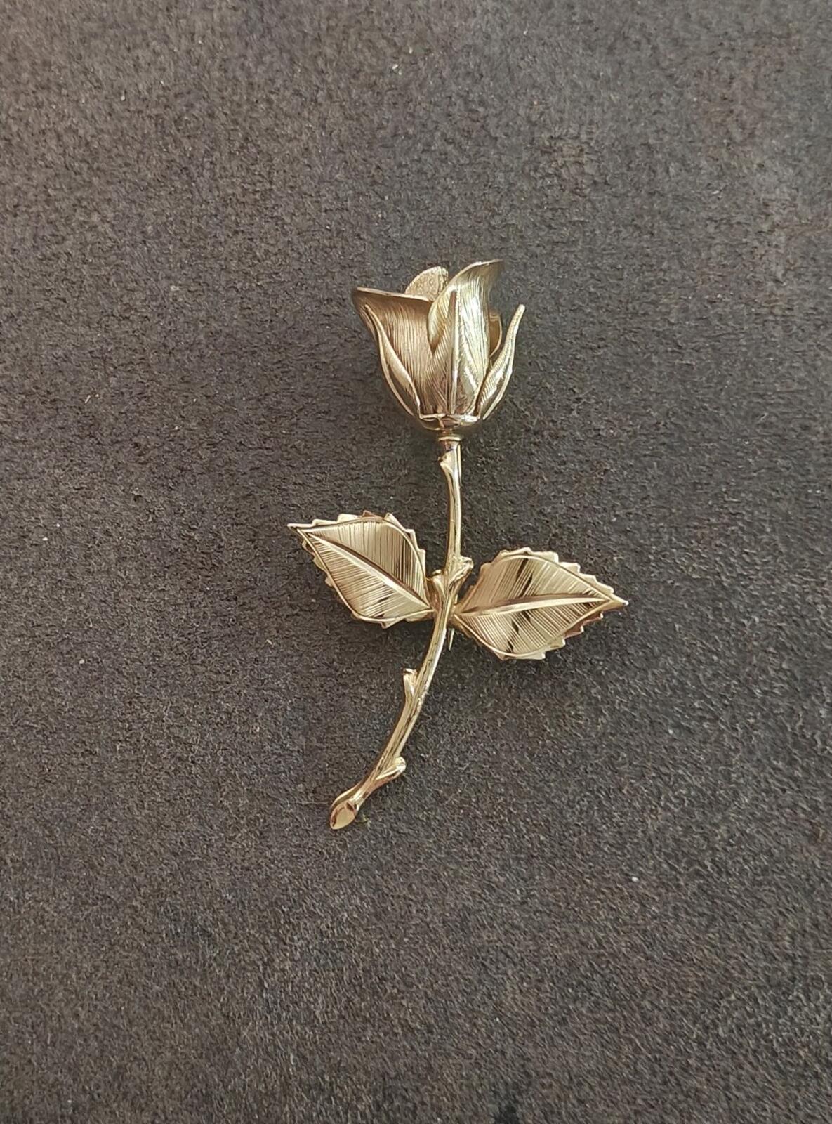 1960s/70s Gold Tone Textured Rose Brooch