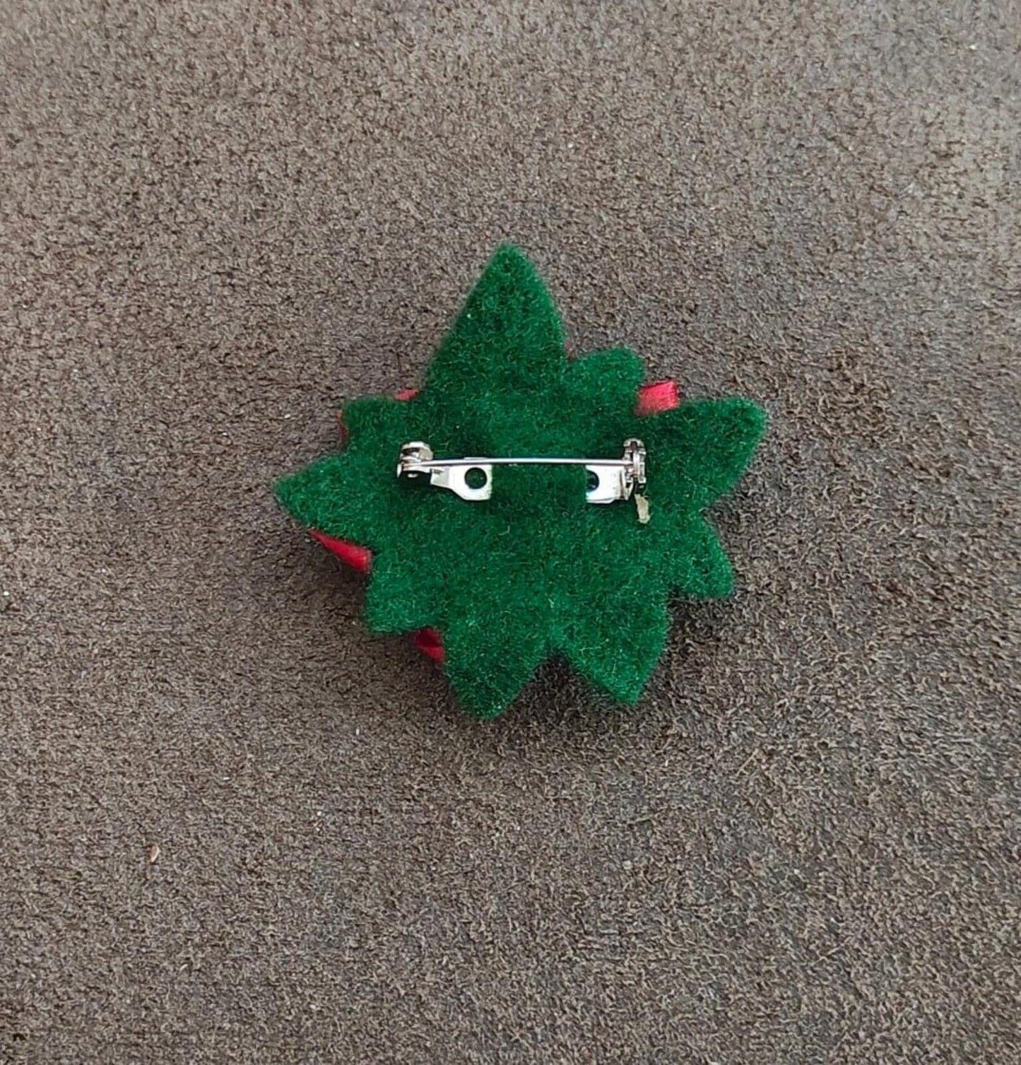 Hand Crafted Poinsettia Fabric Flower Brooch