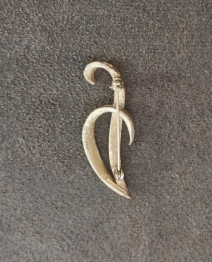 1960/70s Mamselle Gold Tone Monogram Initial J Brooch Pin
