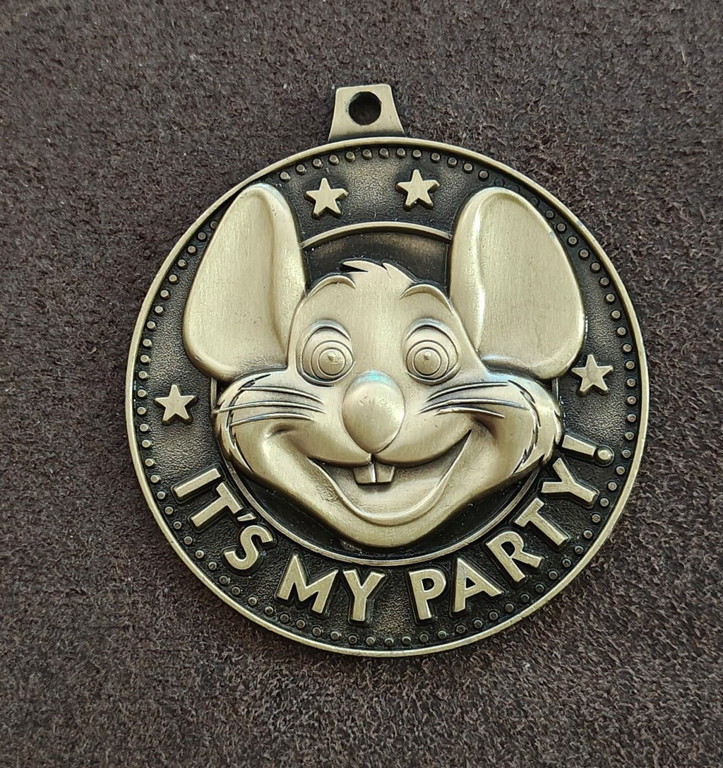 Bronze Tone Chuck E. Cheese "It's My Party!" Birthday Star Medallion