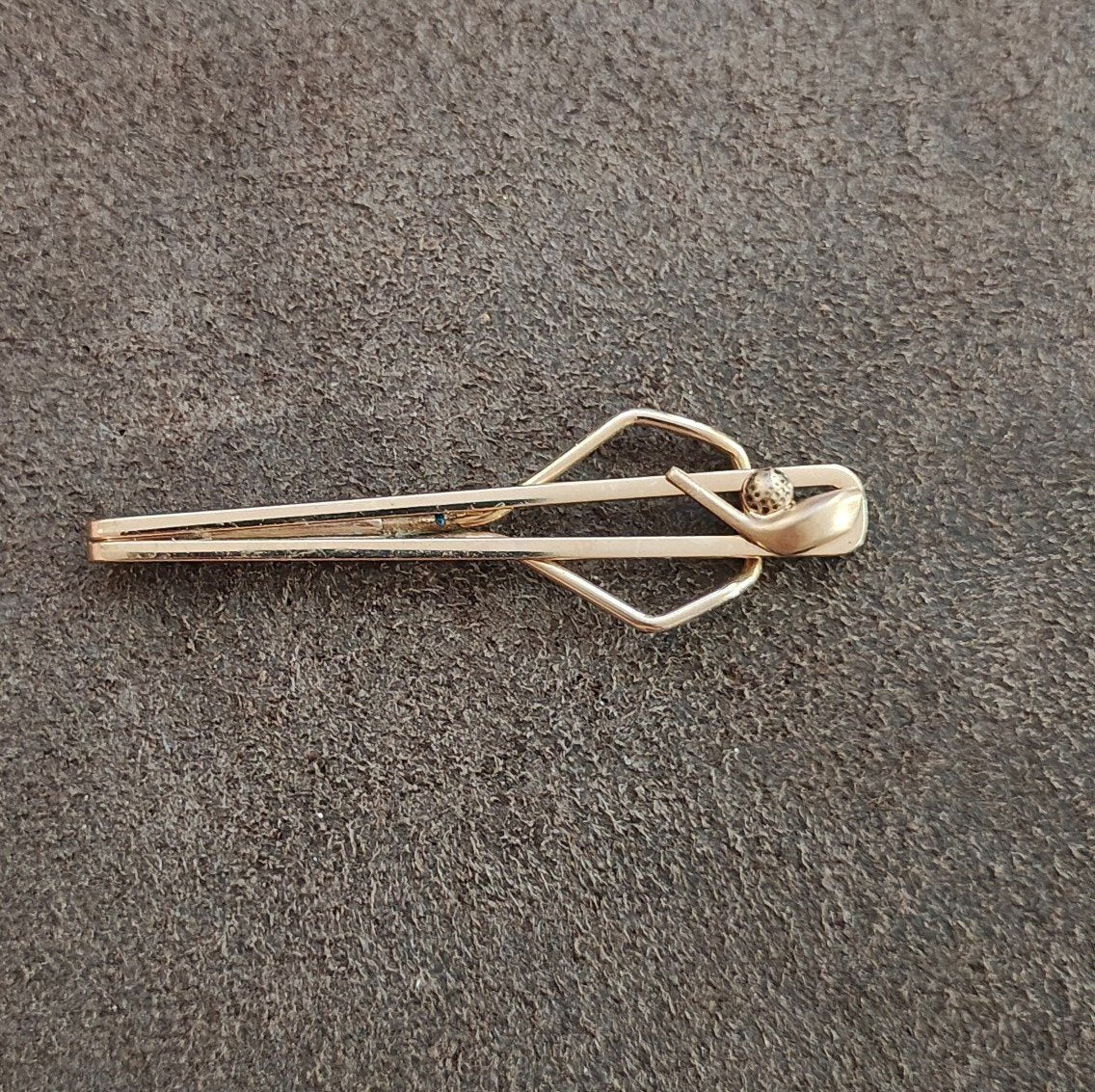 1950s Swank Golf Ball & Club Gold Tone Tie Clip