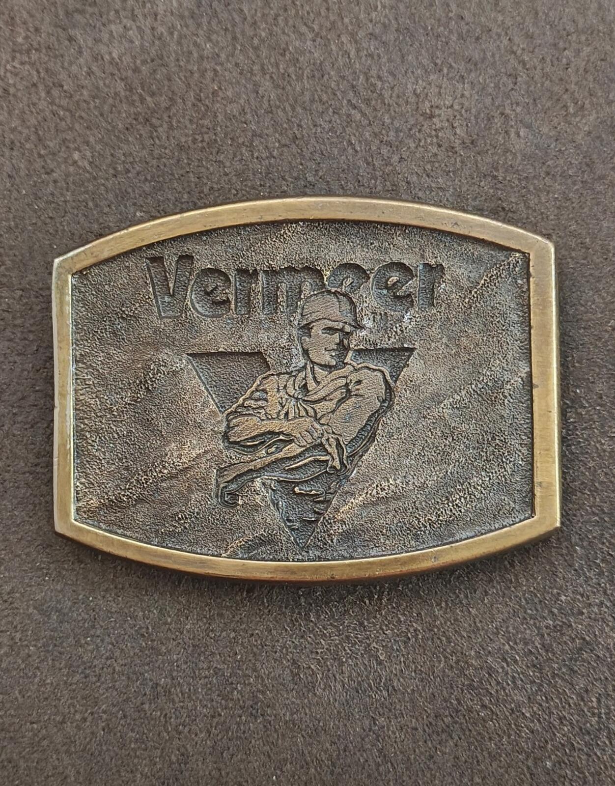 1970s/80s Vermeer Manufacturing Company Solid Brass Advertising Belt Buckle