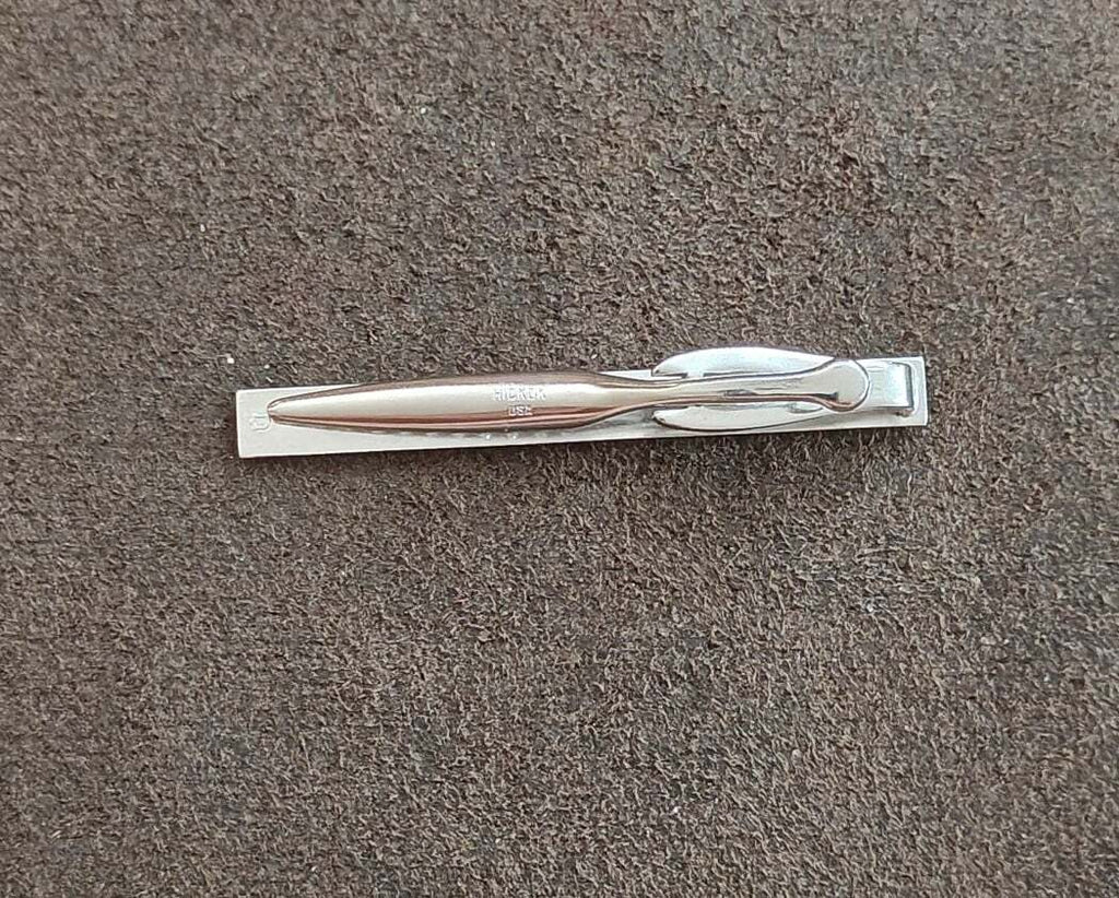 1950s/60s Hickok USA Silver Tone Modernist Panel Tie Bar Clip