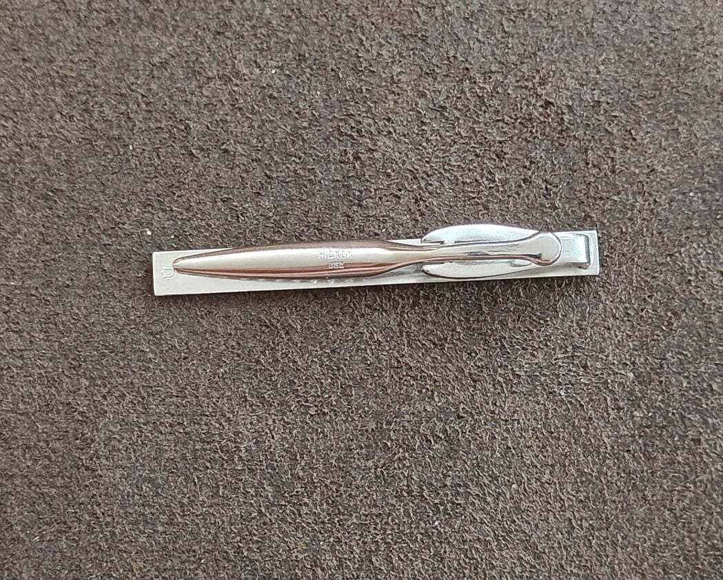 1950s/60s Hickok USA Silver Tone Modernist Panel Tie Bar Clip