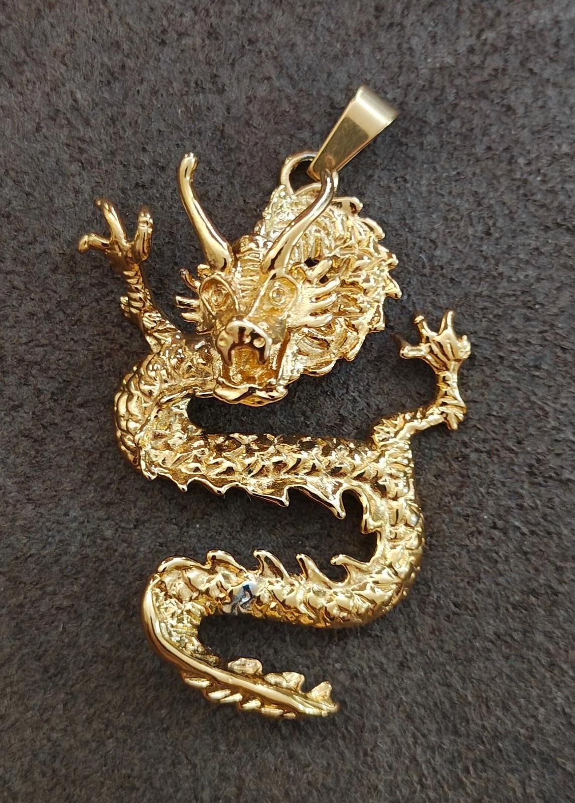 Cool Large Gold Tone Dragon Pendant