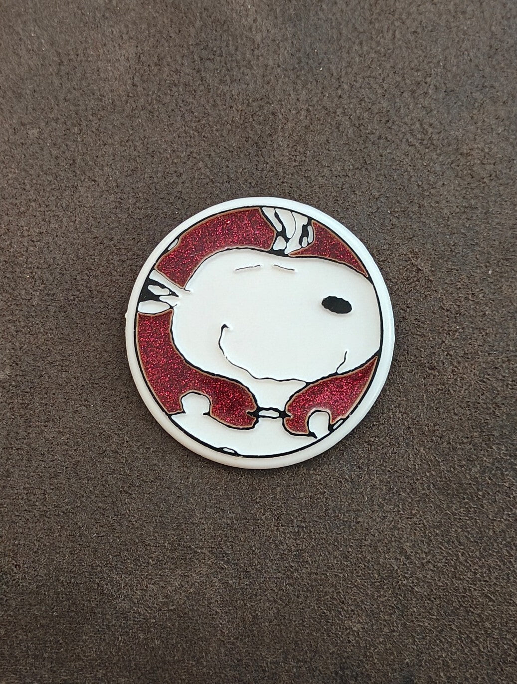 1970s Peanuts Snoopy Large Enamel Glitter Pin