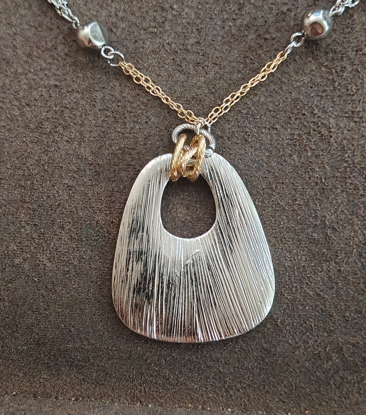 1980s Two Tone Statement Pendant Necklace