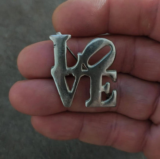 1970'ss Silver Tone Love Pin Brooch