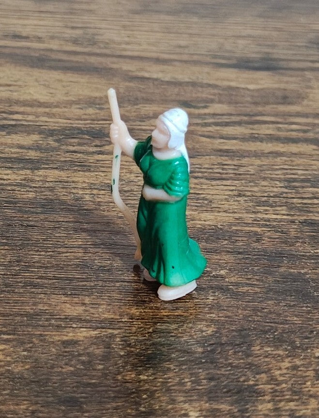 1950s Mrs. Noah Holding a Staff Rubber Figure/Figurine