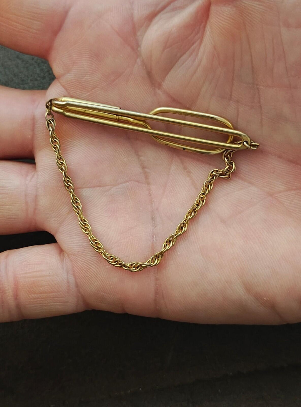 1930s Signed Swank Art Deco Style Gold Tone Tie Bar/Tie Clip