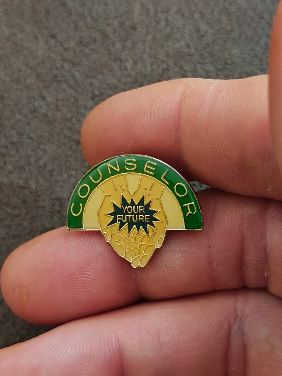 1989 Counselor Your Future Gold Tone Enamel Teacher Pin