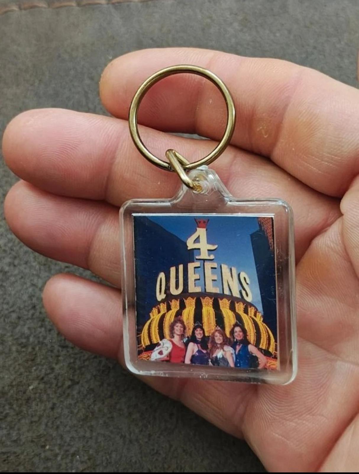 1990s Vintage Four Queens Hotel Casino Downtown Las Vegas Hard  Plastic Keychain