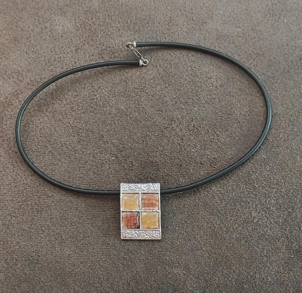 90s Signed Lia Sophia "Cupcake" Slide Pendant Designed With a Windowpane Grid