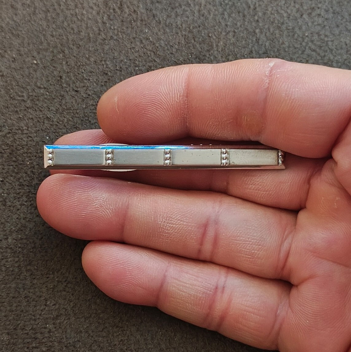 1950s/60s Hickok USA Silver Tone Modernist Panel Tie Bar Clip