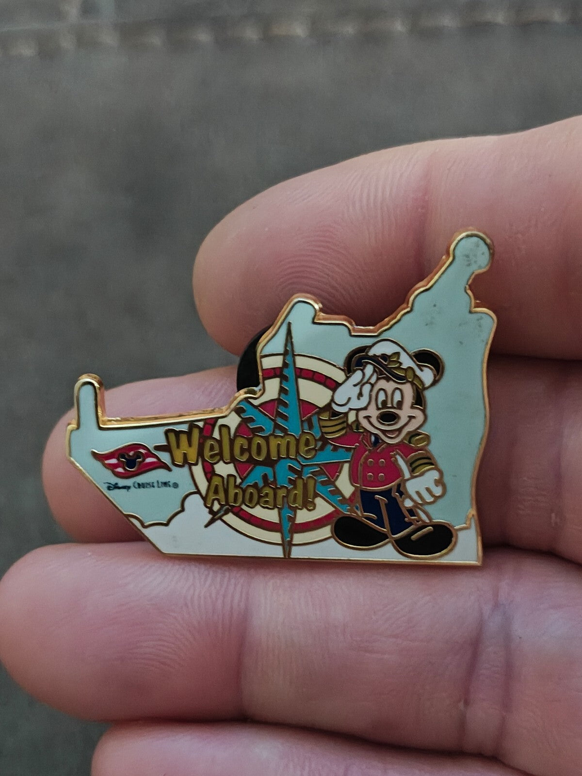 2008 Disney Cruise Line Gold Tone Enamel Pin Featuring Captain Mickey Mouse