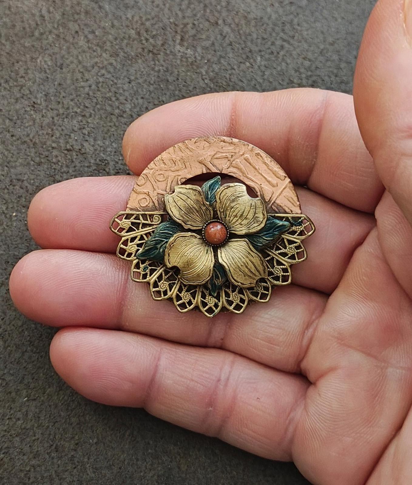 1980s Handcrafted Silver Forest Dogwood Brooch