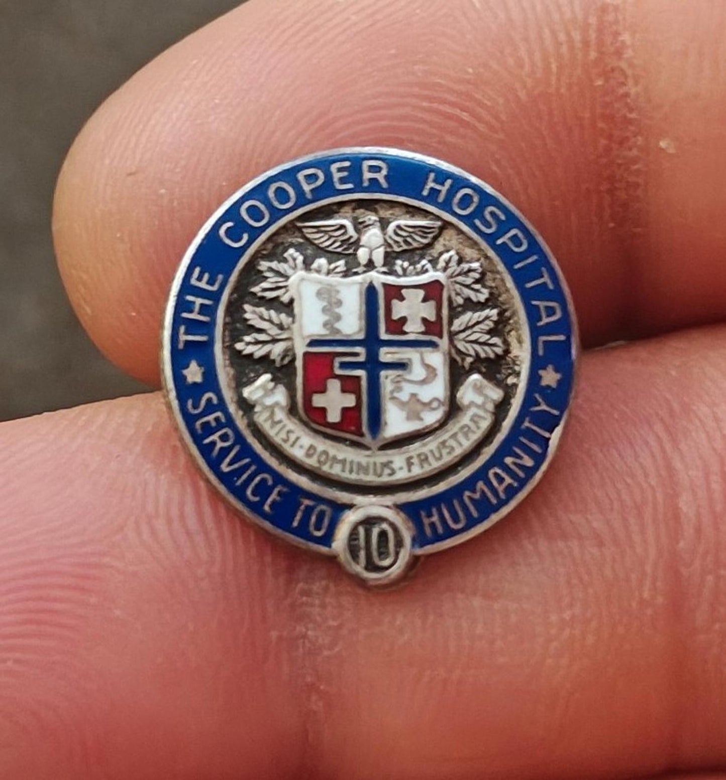 1950s/60s Silver 10-year Service Award The Cooper Hospital Camden New Jersey Pin