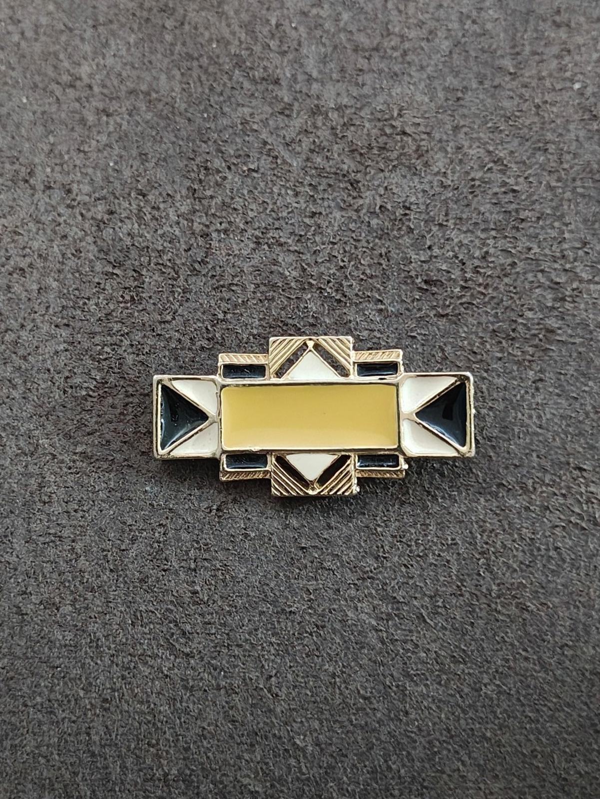 1980s Art Deco Style Geometric Enamel Brooch Pin