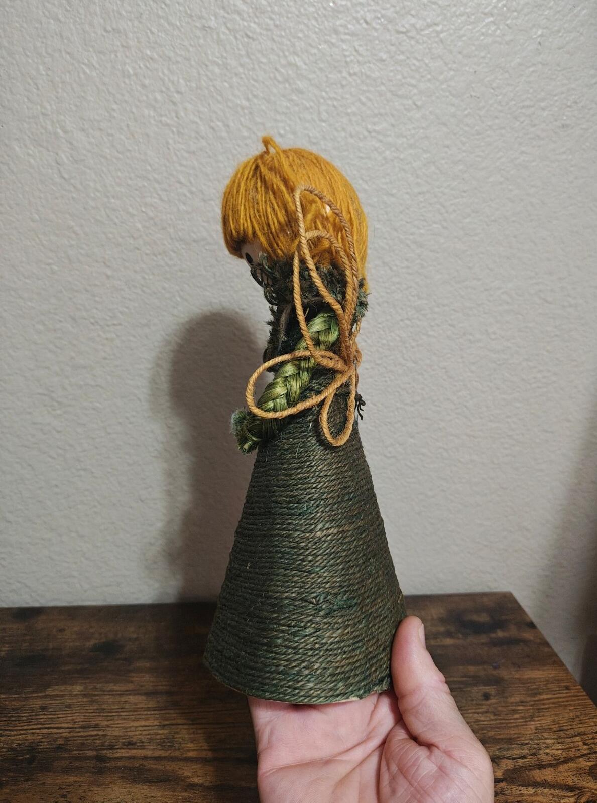 1960s/70s Handcrafted Burlap & Jute Angel Figurine/Tree Topper