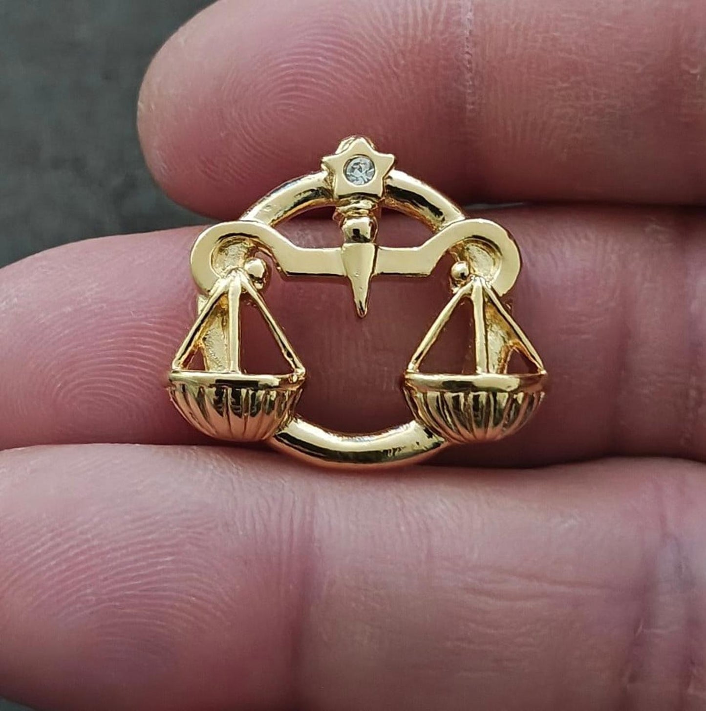 1990  Avon "Signs of the Future" Libra Zodiac With Clear Rhinestone Pin