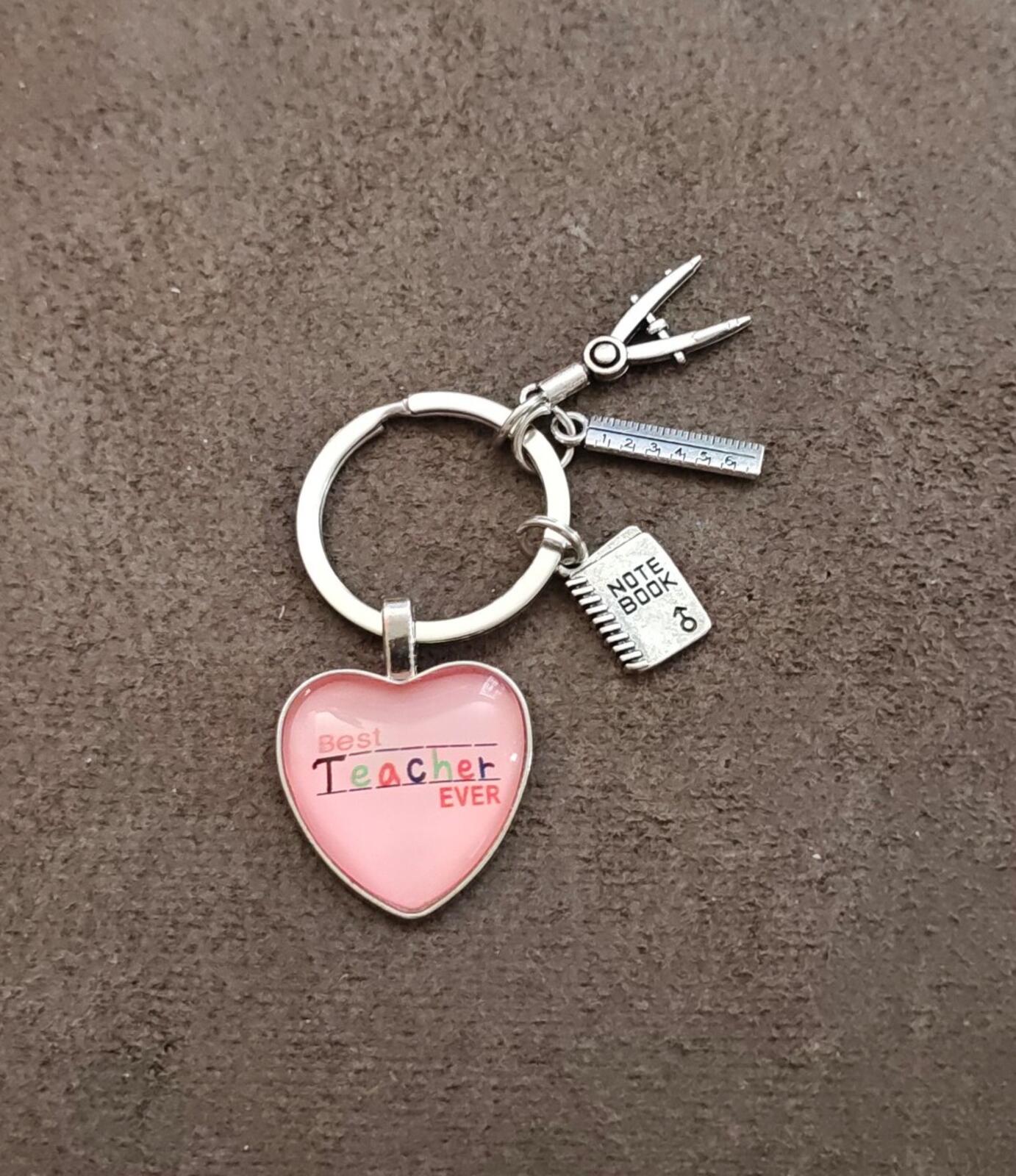 Best Teacher Ever Teacher Appreciation Silver Tone Keychain