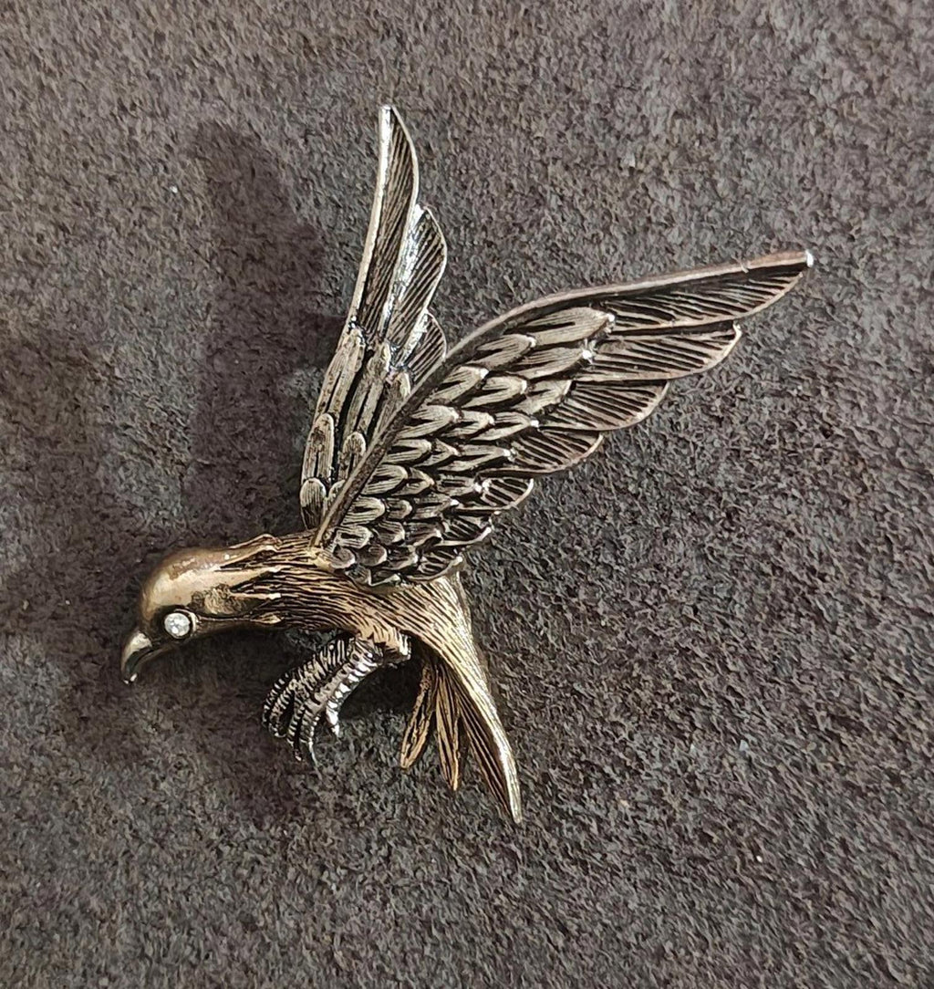 1960's Signed Art Pepper Two Tone American Eagle Patriotic Brooch Pin