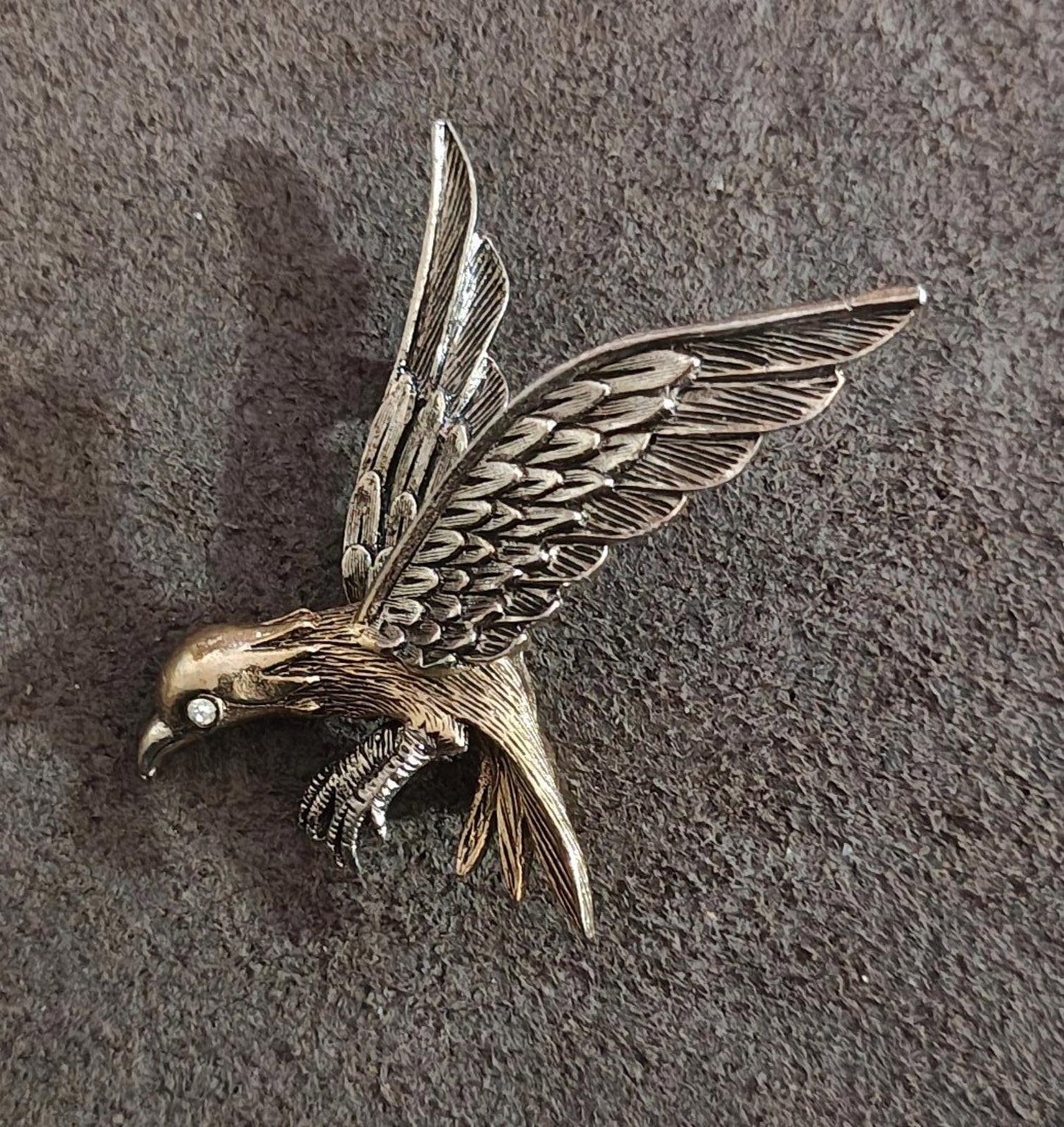 1960's Signed Art Pepper Two Tone American Eagle Patriotic Brooch Pin