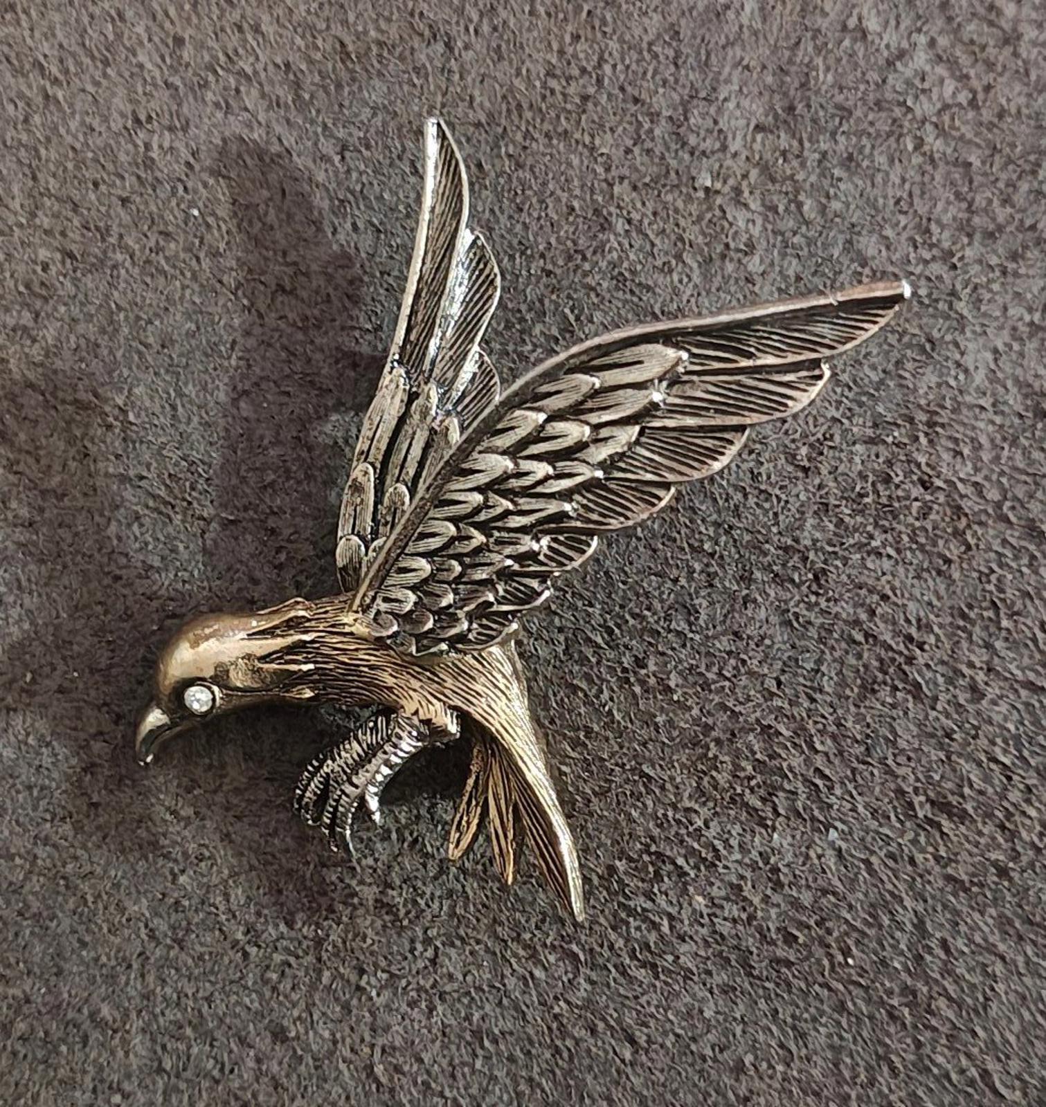 1960's Signed Art Pepper Two Tone American Eagle Patriotic Brooch Pin