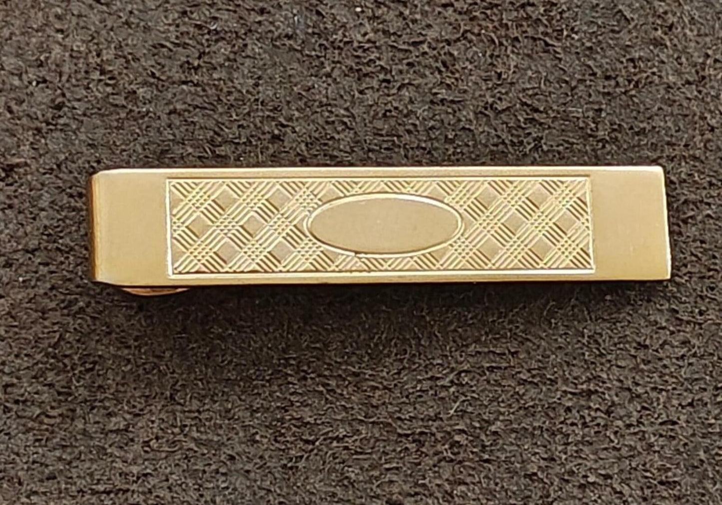 1950s Etched Textured Geometric Design Gold Tone Tie Bar/Tie Clip