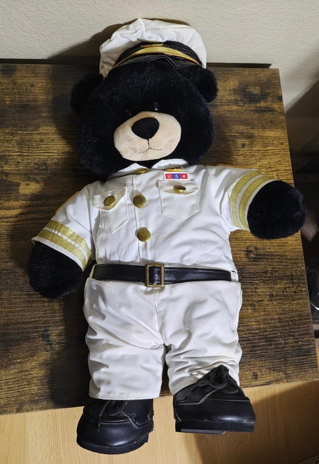 Dimples The Black Bear Build-A-Bear In U.S. Navy Officer's Uniform 19" Plush